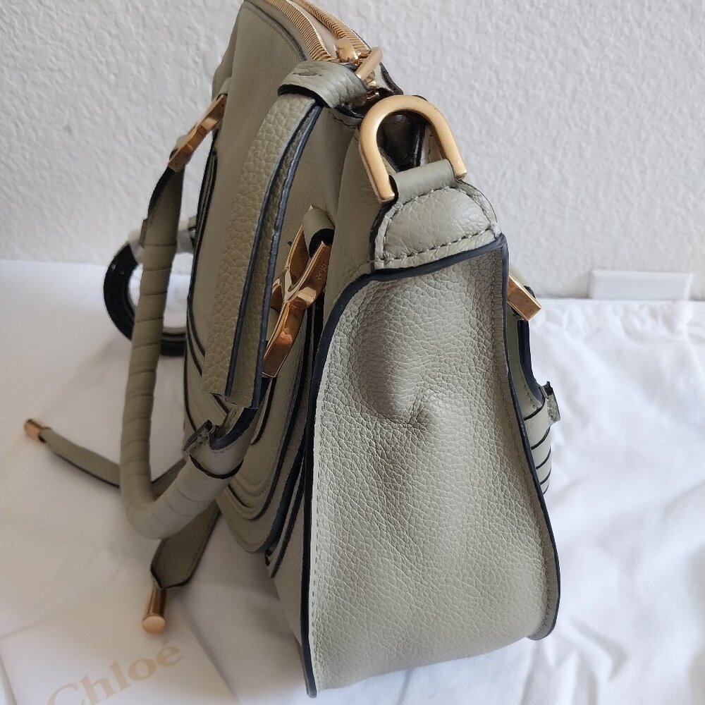 Chloe Small Marcie Grained Leather Crossbody Bag Faded Green - Picture 7 of 10